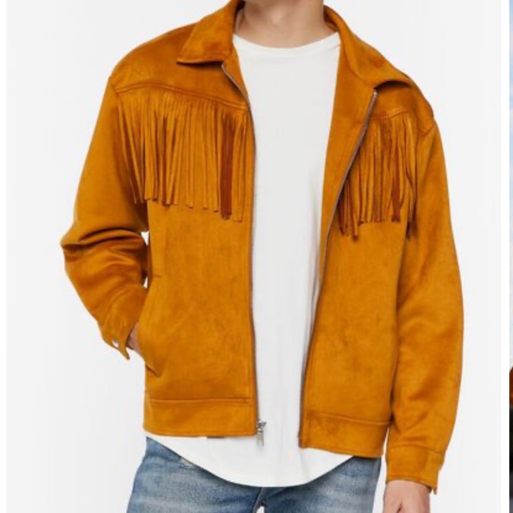 New NWT Forever 21 XXL Faux Suede Bronze Gold Fringe Jacket
